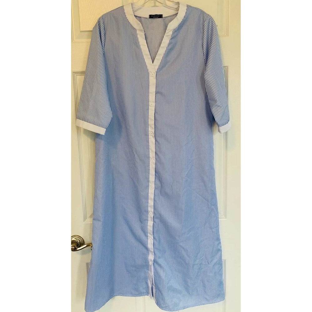 Ekouaer Women's Nightdress Nightgown Casual Loose Striped Medium